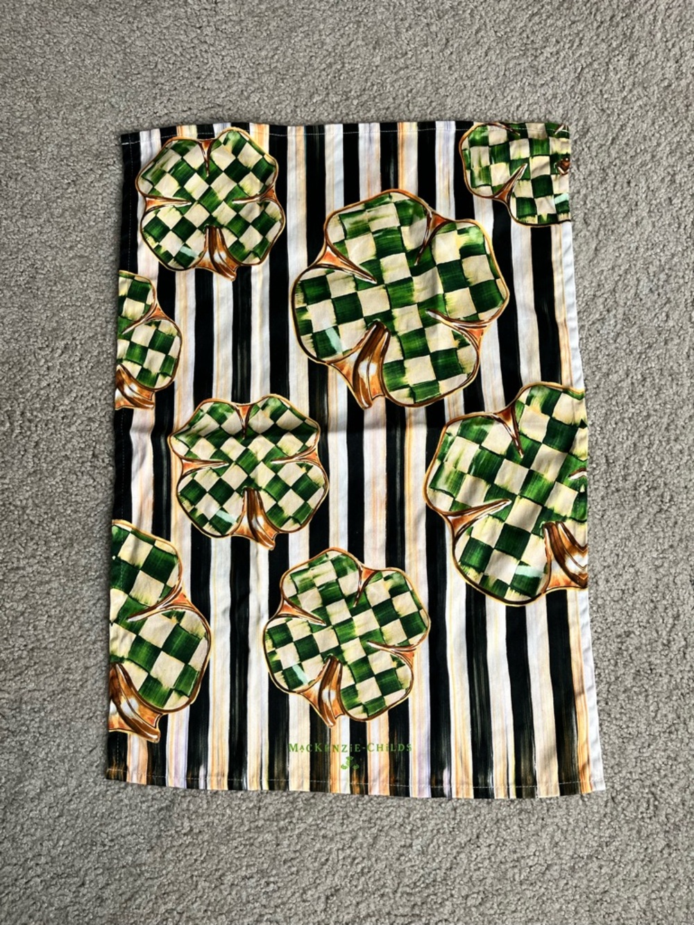 Mackenzie-Childs Dancing Clovers Dish Towel NWOT